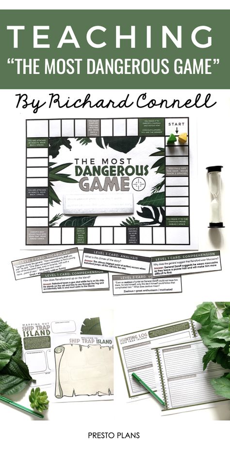 The Most Dangerous Game Activities, Short Story High School English, Elements Of The Story, Teaching Short Stories, The Most Dangerous Game, Most Dangerous Game, 9th Grade English, English Units, High School Literature