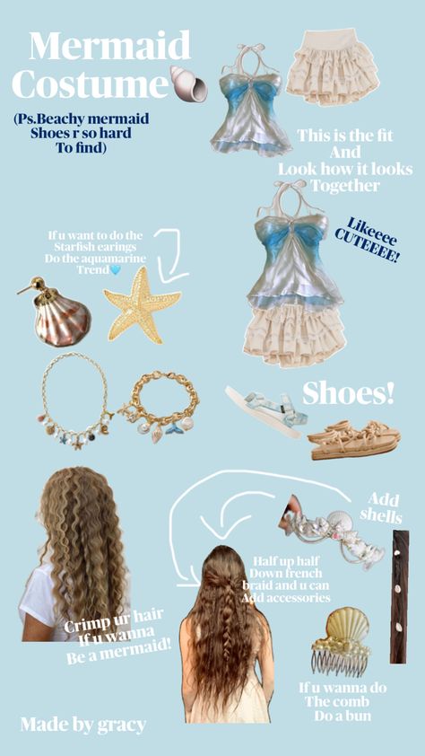 Mermaid costume Aesthetic Mermaid, Mermaid Shoes, Last Minute Halloween Costumes, Girly Room, Group Costumes, Group Halloween Costumes, Mermaid Costume, French Braid, Half Up Half Down