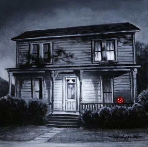 Michael Myers House, Myers House, Horror Drawings, Iconic Houses, Halloween Franchise, John Carpenter Halloween, American Nightmare, Halloween 1978, Scifi Art