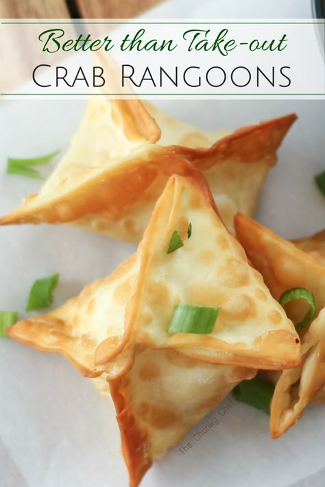 Crab Rangoons | The Chunky Chef | Like your favorite Chinese takeout appetizer... but WAY better!! These crab rangoons are simple to make and taste so good, the whole family will enjoy them! Crab Rangoons, Rangoon Recipe, Crab Rangoon Recipe, The Chunky Chef, Chunky Chef, Cheese Wontons, Cream Cheese Wontons, Homemade Chinese Food, Wonton Recipes