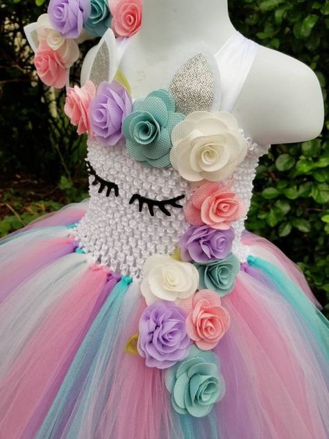 Kids Girls Unicorn Tutu Dress Knee-Length Pastel Rainbow | Etsy Unicorn Tutu Dress, Princess Tutu Dresses, Unicorn Flower, Unicorn Birthday Outfit, Girls Birthday Party Dress, Etsy Halloween, Tulle Tutu Dress, Unicorn Flowers, Toddler Stuff