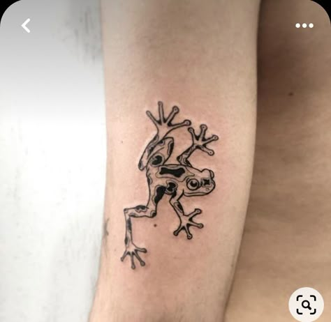 Quirky Animal Tattoo, Juicebox Tattoo, Poison Dart Frog Tattoo, Rolly Polly Tattoo, Small Frog Tattoo, Eclectic Tattoo, Worm Tattoo, Frog Tattoo Ideas, Chameleon Tattoo