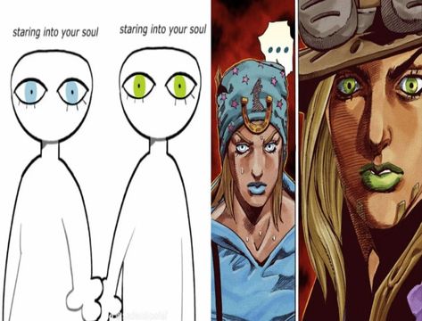 Staring Into Your Soul Memes, Steel Ball Run Johnny, Johnny X Gyro, Gyro And Johnny, Johnny And Gyro, Gyro Johnny, Staring Into Your Soul, Steel Ball Run, Johnny Joestar