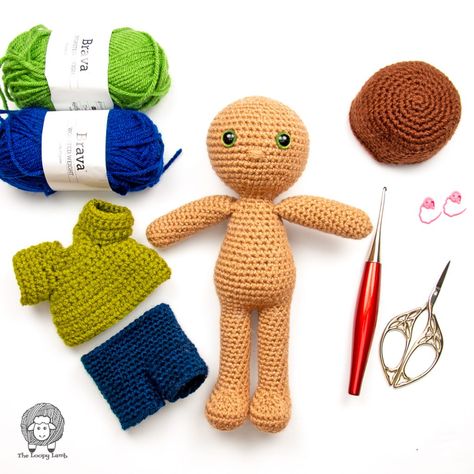 Amigurumi Boy Doll Free Pattern, Crochet Boy Doll, Crochet Characters, Doll Free Pattern, Doll Amigurumi Free Pattern, Crochet Sloth, Dolls Crochet, Doll Patterns Free, Crochet Doll Tutorial