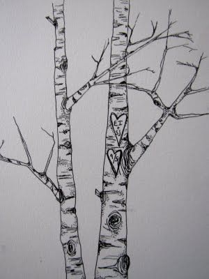 Aspen Trees Tattoo, Tree Pencil Sketch, Birch Tree Tattoos, Tree Tat, Tree Sleeve, Art Topics, Couple Getting Married, Aspen Art, Tree Doodle