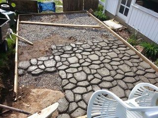 Form in Place Concrete Paver Patio : 6 Steps - Instructables Concrete Forms Walkway, Concrete Mold Patio, Concrete Pavers Diy, Backyard Concrete Patio Ideas, Concrete Molds Patio, Concrete Molds Walkway, Concrete Paver Mold, Concrete Paver Patio, Diy Concrete Patio