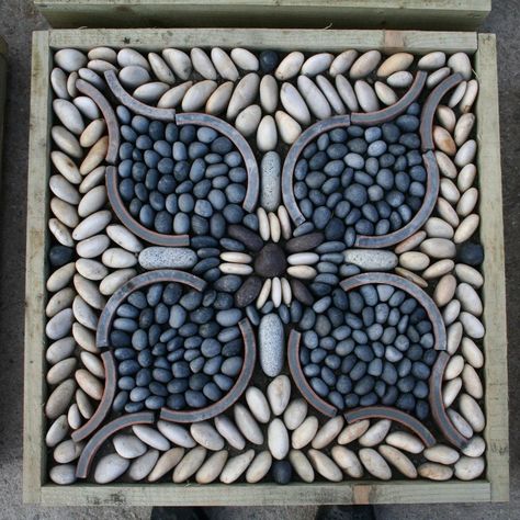 pebble mosaics • Instagram Pebble Mural, Mosaic Backsplash Bathroom, Mosaic Trivet, Pebble Mosaic, Mosaic Backsplash, Art Mosaic, Love Rocks, Stepping Stone, Stone Rocks