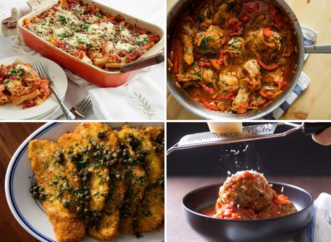 21 Italian-American Recipes, From Baked Ziti to Bolognese | Serious Eats American Italian Food, Ziti Chicken, American Cuisine Recipes, Savory Bakes, Italian Desserts Easy, Juicy Meatballs, Weekend Food, Italian Menu, Vegetarian Italian