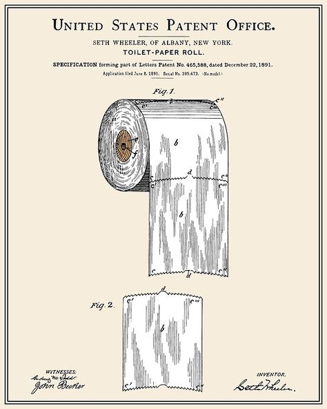 Toilet Paper Patent, Bathroom Posters, Lijiang, Patent Drawing, Patent Art, Toilet Paper Roll, Patent Prints, Toilet Roll, Bathroom Art