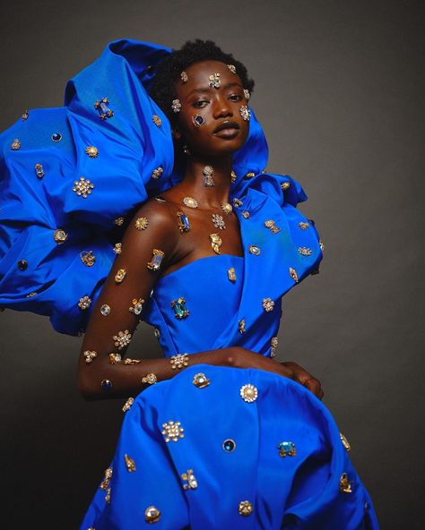 Schiaparelli on Instagram: “Schiaparelli Haute Couture Spring-Summer 2020 by @danielroseberry #SchiaparelliHauteCoutureSS20 #Schiaparelli 📸 @tomgoldblum” Blue Fashion Editorial, Stella Tennant, Moda Paris, Armani Prive, Dita Von Teese, Black Is Beautiful, High Level, Fashion Details, Couture Fashion