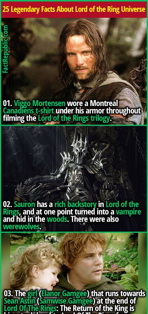 01. Viggo Mortensen wore a Montreal Canadiens t-shirt under his armor throughout filming the Lord of the Rings trilogy. #actor #movies #films #hollywood #sports #didyouknow #interesting #lotr #lordoftherings Lord Of The Rings Humor, Lotr Dragons, Lord Of The Rings Rings, The One Ring Lotr, Lotr Aragorn, Lord Of The Rings Ring, Lord Of The Rings Eomer, Lord Of The Rings Elves, Lord Of The Rings Dragon