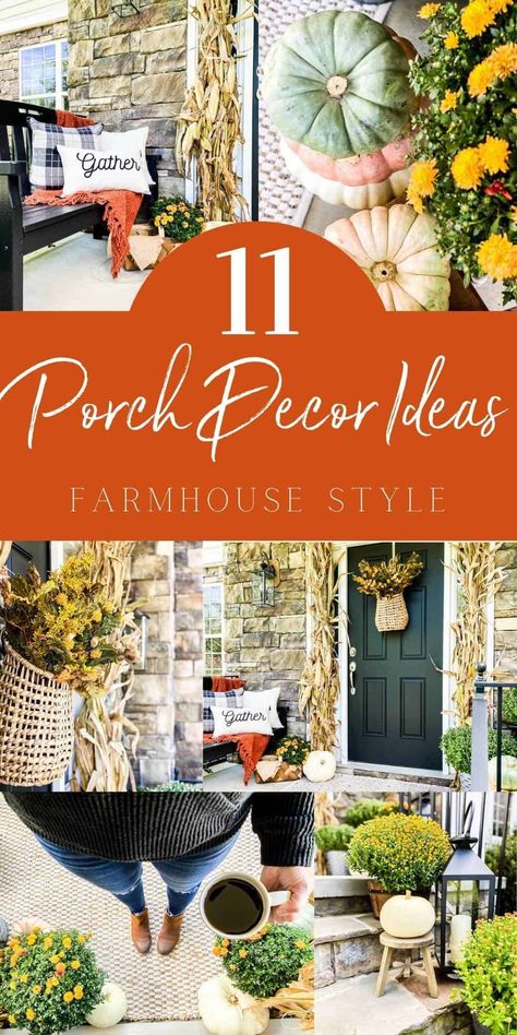 Fall Decor For Large Front Porch, Rustic Fall Front Porch Decor, Harvest Front Porch Decorations, Fall Decor For Small Front Porch, Diy Fall Decorations Outdoor, Small Front Porch Fall Decor Ideas, Simple Fall Front Porch Ideas, Fall Outside Decor Front Porches, Fall Outdoor Decor Front Porch