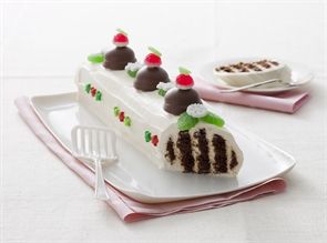 Arnott's Australia : Recipes Choc Ripple Cake, Christmas Log Cake, Chocolate Christmas Pudding, Ripple Cake, Log Cakes, Figgy Pudding, Xmas Baking, Christmas Candies, Xmas Recipes