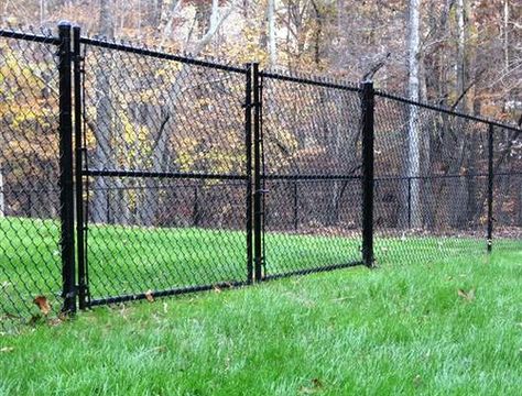 What To Do With A Chain Link Fence | A Storied Style | A design blog dedicated to sharing the stories behind the styles we create. Property Fencing, Painted Chain Link Fence, Property Fence, Cemetery Fence, Black Chain Link Fence, Chain Link Fence Installation, Cyclone Fence, Chain Link Fence Gate, Chain Fence