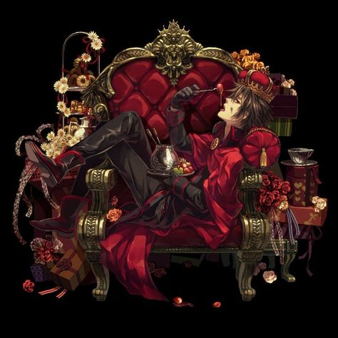 A decadent King King Throne, Pixiv Fantasia, Queen Anime, Drawing Cartoon Characters, Kings Man, Roses Drawing, Ps4 Pro, Guy Drawing, Decor Canvas