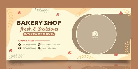 Bakery shop web banner Bakery Banner Design, Bakery Banner, Facebook Banner, The Bakery, Bakery Shop, Pastry Shop, Web Banner, Banner Template, Facebook Cover