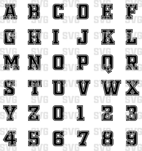 Varsity Font Svg Varsity Letters Sport Font Alphabet Svg image and visual related images Jersey Font, Varsity Font, Varsity Letters, Sports Fonts, Outline Fonts, Font Alphabet, Varsity Letter, Alphabet Clipart, Letter Stencils