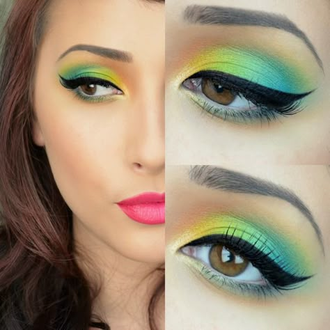 Bright Makeup Looks, Make Up Designs, Bright Eye Makeup, Bright Makeup, Beauty Make-up, Makijaż Smokey Eye, Colorful Eye Makeup, Trendy Makeup, Colorful Eyeshadow