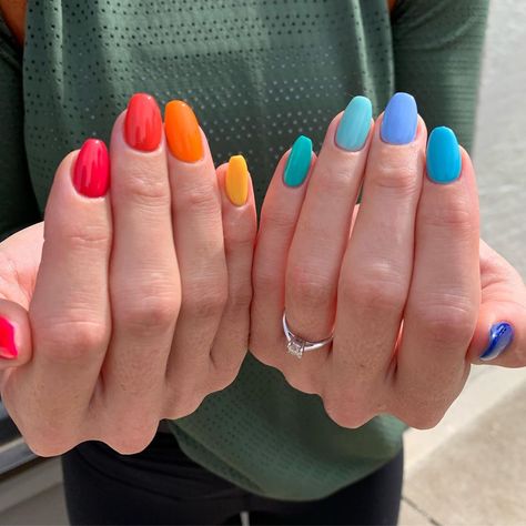 Rainbow Nails Design, Rainbow Nail Art, Multicolored Nails, Rainbow Nail, Bright Summer Nails, Happy Nails, Nail Swag, Rainbow Nails, Nail Art Ideas