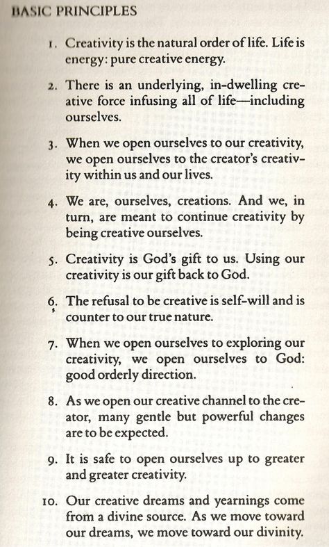 Basic Principles of "The Artist's Way" by Julia Cameron. Number 6, in particular, resonates with me... Aidan Shaw, Artists Way, Julia Cameron, The Artist's Way, Istoria Artei, Morning Pages, Artist Quotes, Creativity Quotes, Artist Life