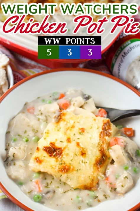 Weight Watchers One Pot Meals, Ww Chicken Pot Pie Recipe, Ww Chicken Pot Pie, Weight Watchers Chicken Pot Pie, Chicken Pot Pie Recipe Crockpot, Soups Slow Cooker, Weight Watchers Food Points, Weight Watchers Casserole, Crockpot Chicken Pot Pie