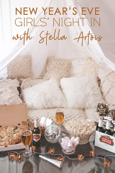 New Year's Eve Girls' Night In with Stella Artois Girlfriends Getaway, Happy New Year Message, Pj Party, Girls Night In, Auld Lang Syne, Girls Night Party, New Year Message, Stella Artois, Cool Themes