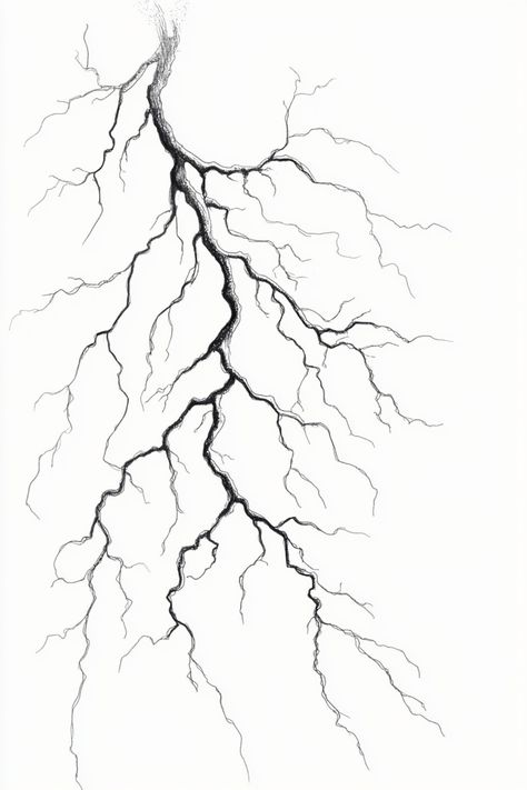 A tattoo sketch of lightning with sharp, branching lines representing intense energy and power, ideal for a dynamic tattoo design. Meaning Of Lightning Bolt Tattoo, Perfect Storm Tattoo, Tornado Tattoo Minimalist, Powerful Sketches, Tatoos Men Ideas Unique, Lightning Tattoo Women, Lightning Tattoo Design, Lightning Tattoos, Storm Drawing