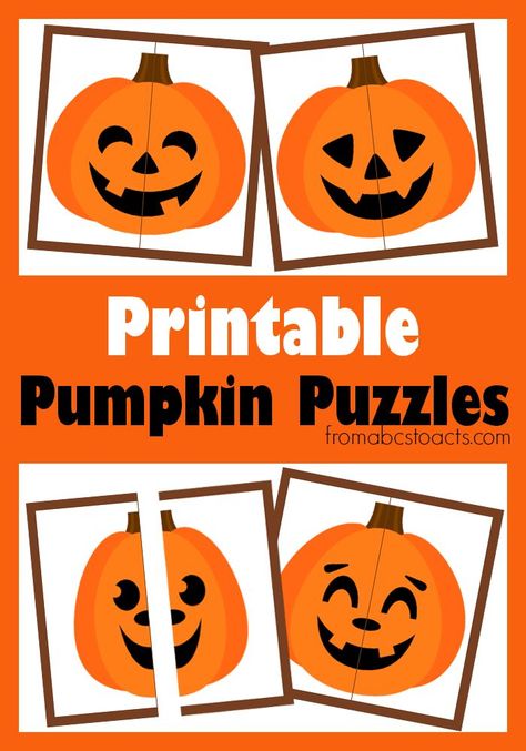 Halloween Activities for Preschoolers: Printable Pumpkin Puzzles - From ABCs to ACTs Pumpkin Matching Game Preschool, Pumpkin Games For Toddlers, Halloween Matching Activities, Pumpkins Preschool Theme, Pumpkin Games For Preschool, Halloween Puzzles Printables, Pumpkin Theme Preschool, Pumpkin Crafts For Toddlers, Halloween Preschool Activities