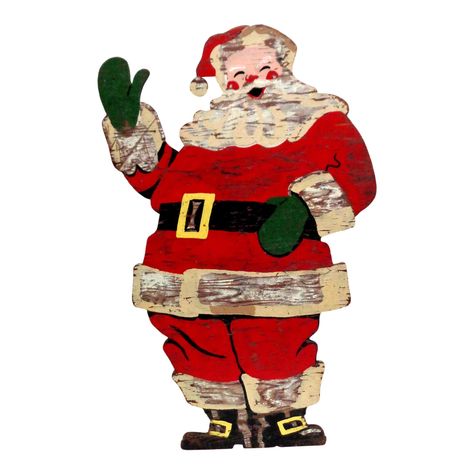 Vintage Santa Claus sign wood cut out. Lawn Christmas Decorations, Christmas Lighting Ideas, Ice Globes, Christmas Christ, Christmas Yard Art, Art Periods, Wooden Santa, Christmas Lighting, Christmas Shows