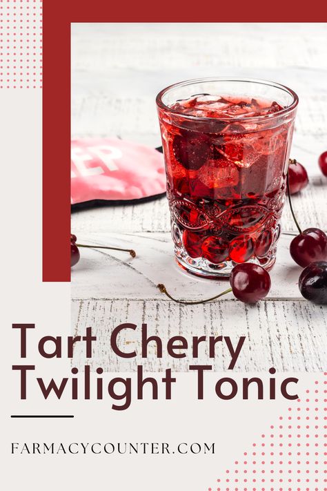 Looking for a natural way to enhance your sleep quality? Enter the Tart Cherry Twilight Tonic—a delicious elixir crafted to promote restful slumber and sweet dreams.

Did you know that tart cherries are naturally rich in melatonin—the hormone that supports sleep at night? Melatonin helps regulate your sleep-wake cycle, making it easier to fall asleep and stay asleep. Drinking tart cherry juice can be an excellent, natural way to enhance your sleep quality, especially if you struggle with Tart Cherries Recipes, Cherry Drink, Sleep Drink, Tart Cherries, Tart Cherry Juice, Cherry Recipes, Cherry Juice, Healthy Routine, Cherry Tart