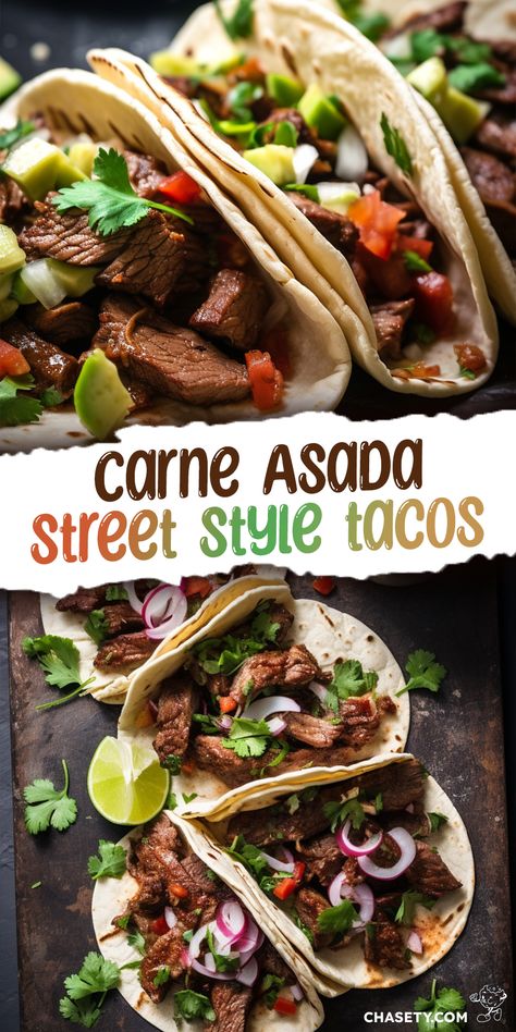 Street Tacos Carne Asada, Street Style Tacos, Mexican Street Tacos, Dinner Tacos, Asada Tacos, Taco Time, Mexican Street Food, Recipes Mexican, Tacos Burritos