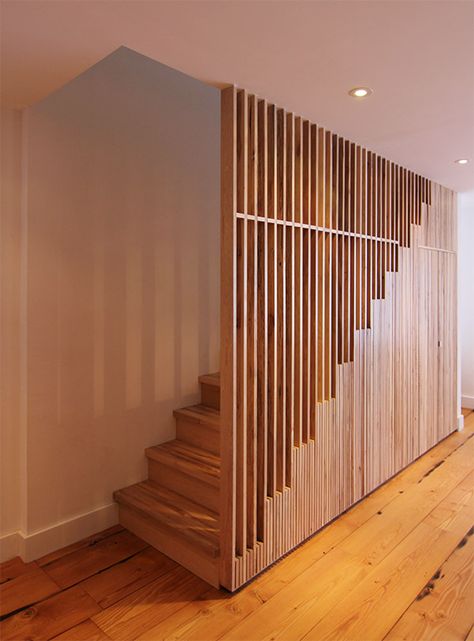 Bedford-Stuyvesant Duplex | Adam Alter | Archinect تحت الدرج, Modern Railing, Timber Stair, Contemporary Stairs, Wood Railing, Stairway Design, Stairs Design Modern, Stair Case, Home Stairs Design