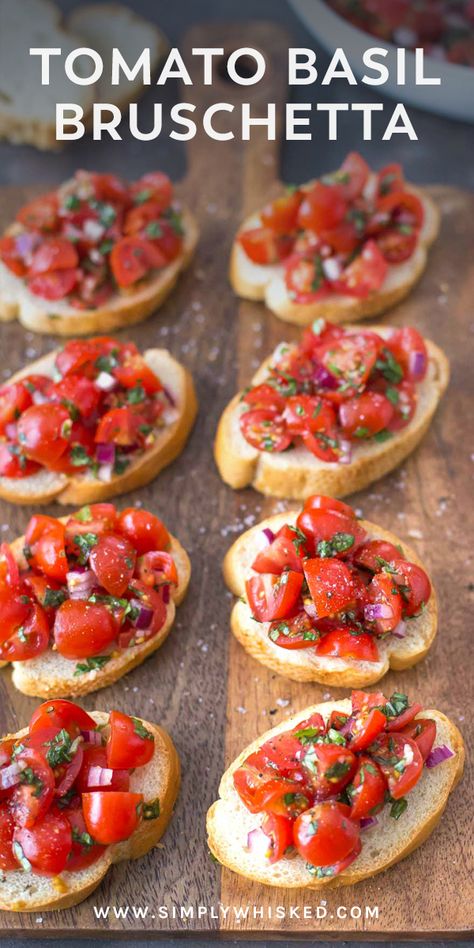 Dairy Free Appetizer, Appetizer Crostini, Tomato Basil Bruschetta, Bruschetta Appetizer, Dairy Free Appetizers, Healthy Appetizer, Tomato Bruschetta, Bruschetta Recipe, Recipe Simple