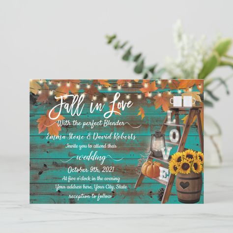 Dark Teal Weddings, Coffee Blender, Fall Country Wedding, Teal Wedding Invitations, Orange Wedding Invitations, Burnt Orange Weddings, Wedding Invitation Size, Wedding Invitation Video, Country Chic Wedding