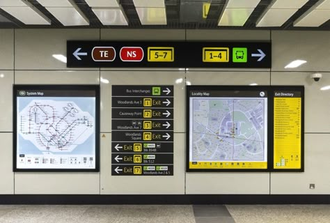 One designer’s quest to redesign singapore’s subway signage Subway Signage, Station Map, Wayfinding Signage Design, System Map, Directional Signage, Metro System, Wayfinding Design, Signage System, Rapid Transit