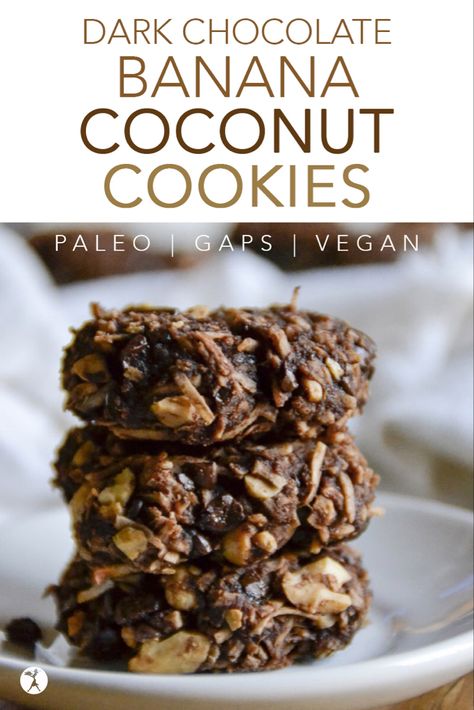 Banana Coconut Cookies, Dark Chocolate Banana, Cookies Sans Gluten, Cookies Oatmeal, Biscuits Diététiques, High Protein Desserts, Paleo Cookies, Paleo Recipes Dessert, Low Carb Snack