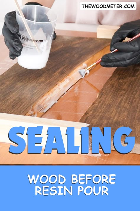 sealing wood before resin pour Resin Inlay Wood Diy, Live Edge Crafts, How To Pour Resin On Wood, Diy Epoxy Molds, How To Use Epoxy Resin On Wood, Epoxy Inlay In Wood, Resin With Wood, Epoxy And Wood Projects, How To Make Resin Art