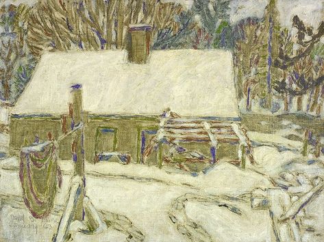 David Milne  (1882   1953) Back of Clarke's House, 1923 oil on canvas 30.8 x 40.8 cm Gift of the Founders, Robert and Signe McMichael McMichael Canadian Art Collection 1966.16.27 David Milne, Group Of Seven Art, Urban Landscape Painting, Light In Darkness, Peter Doig, Country School, Canada Images, Line Dot, Adirondack Mountains