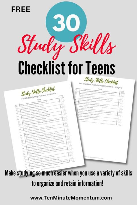 High School Homework Organization, Study Skills For High School, Middle School Study Skills, Study Skills Activities, Teaching Study Skills, Middle School Organization, Organisational Skills, School Organization For Teens, 2024 Planning