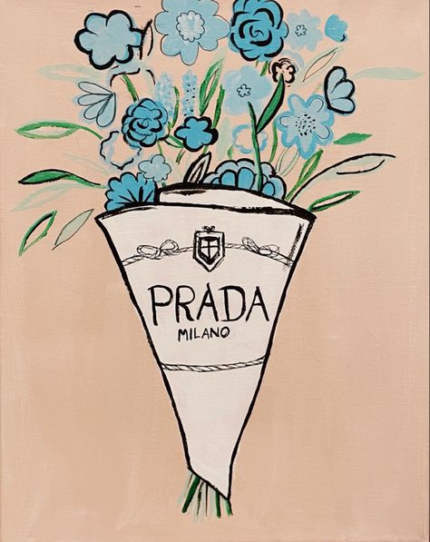 Prada Drawing, Prada Canvas Painting, Prada Painting Canvases, Prada Painting, Prada Picture Wall Art, Prada Poster Bedroom, Prada Picture Frame Wall Art, Prada Art, Vogue Art