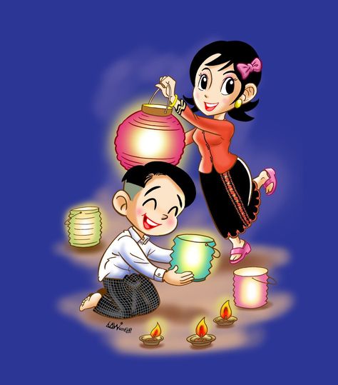 Myanmar Festival Cartoon, Thadingyut Festival Photo, Thadingyut Festival Design, Myanmar Festival, Thadingyut Festival, Mobile Legend Chou Skin, Lighting Festival, Cute Turtle Cartoon, Sea Animal Crafts