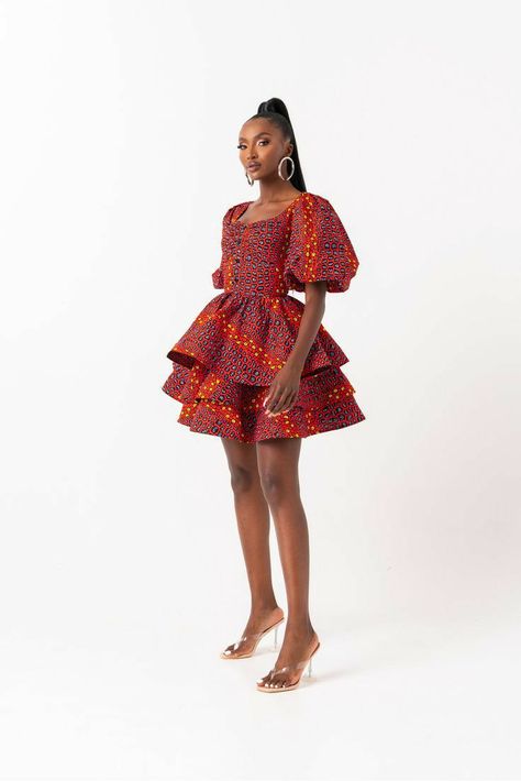 Ankara short gown A Line African Print Dress, Short Dresses African Style, African Dresses For Teens, African Dresses Modern Ankara Styles, African Dresses Long, African Style Dresses, Senegalese Dresses, African Print Outfits, Ghana Clothes