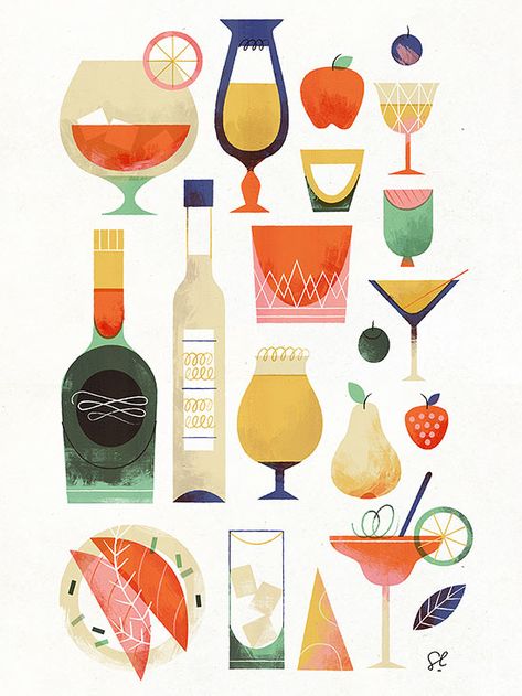 The Best Places to Find Affordable Art 달력 디자인, Cocktail Illustration, Cocktail Art, Illustration Food, Affinity Designer, Art And Illustration, Flat Illustration, Cultura Pop, Food Illustrations