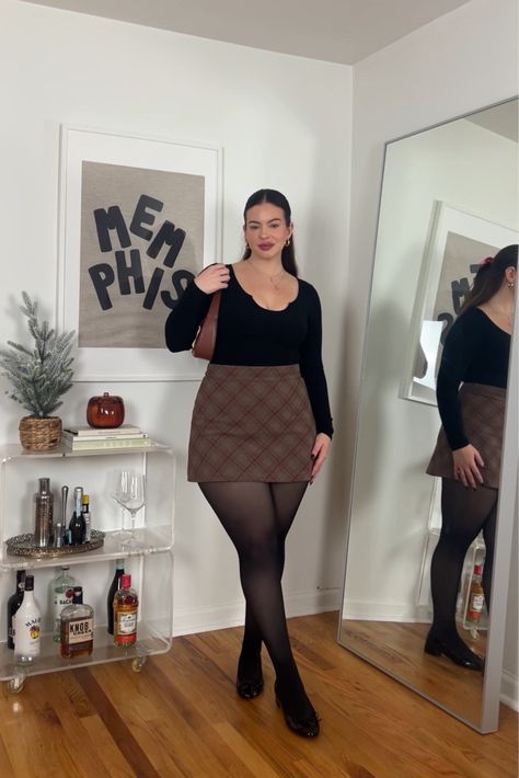 Fike Mini Skirt Brown curated on LTK Brown Mini Skirt Outfit, Suade Skirt, Suede Skirt Outfit, Pantyhose Outfit, Brown Suede Skirt, Mini Skirt Outfit, Flamboyant Natural, Brown Mini Skirt, Skirt Heels