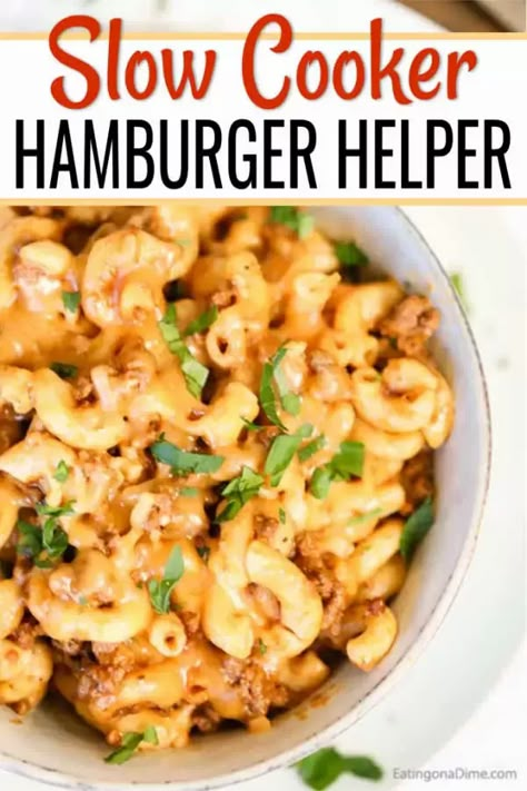 Crock Pot Hamburger, Slow Cooker Hamburger, Hamburger In Crockpot, Hamburger Helper Recipe, Ground Beef Crockpot Recipes, Cheeseburger Macaroni, Slow Cooker Ground Beef, Homemade Cheeseburgers, Macaroni Recipe