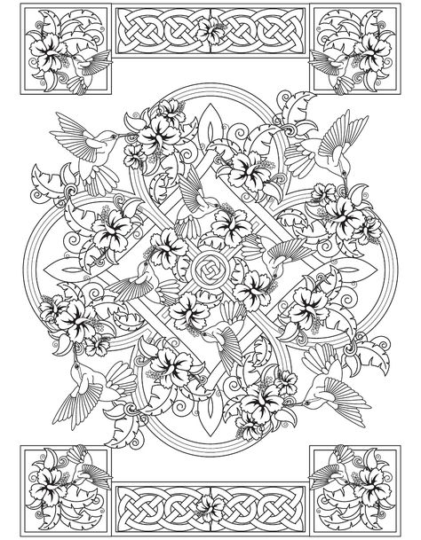 Realistic Flower Drawing, Celtic Coloring, Celtic Mandala, Creative Haven Coloring Books, Girly Graphics, Coloring Pages For Grown Ups, Art Painting Tools, Calligraphy Art Print, Detailed Coloring Pages