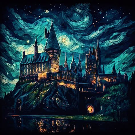 Ravenclaw Hermione, Hermione Malfoy, Castle Night, فنسنت فان جوخ, Harry Potter Castle, Hufflepuff Slytherin, Anime Sasuke, Harry Potter Art Drawings, Harry Potter Painting