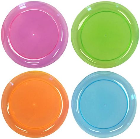 Plates And Cups, Clear Plates, Plastic Party Cups, Party Essentials, Plastic Bowls, Disposable Plates, Glow Party, Neon Party, Party Desserts