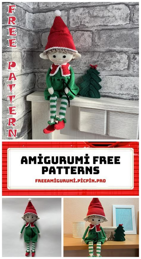 Christmas Elf Amigurumi Free Crochet Pattern - Amigurumi Crochet Elf Shoes, Amigurumi Free Pattern Animals, Elf Amigurumi, Free Crochet Amigurumi Patterns, Free Crochet Amigurumi, Christmas Crochet Patterns Free, Christmas Elf Doll, Crochet Xmas, Crochet Dolls Free Patterns