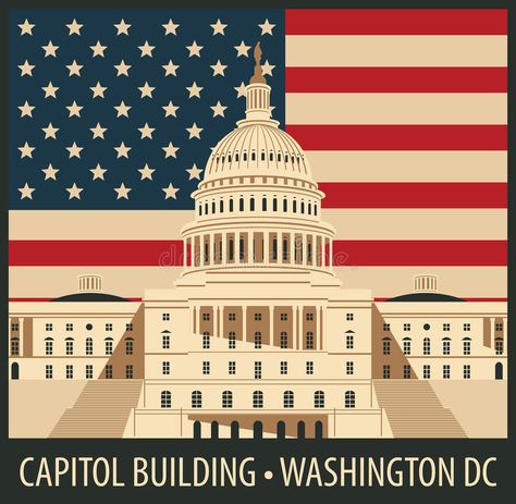 Capitol Building in Washington, DC. Vector illustration Capitol Building in Wash , #affiliate, #Washington, #Building, #Capitol, #DC, #flag #ad Capitol Building Washington Dc, Washington Dc Flag, Dc Flag, Vector Building, Flag Illustration, Things That Fly, Us Capitol, Conceptual Illustration, Flag Art